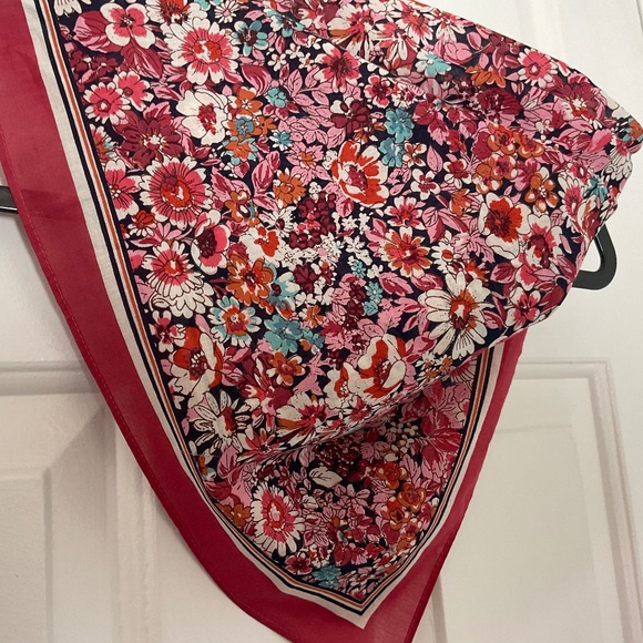 Burgundy Floral Square Scarf - Picture 2 of 8